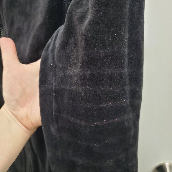 Faith Connexion Women's Black Velvet Embellished Wing LS Zip Front Hoodie Sz M - Picture 9 of 10